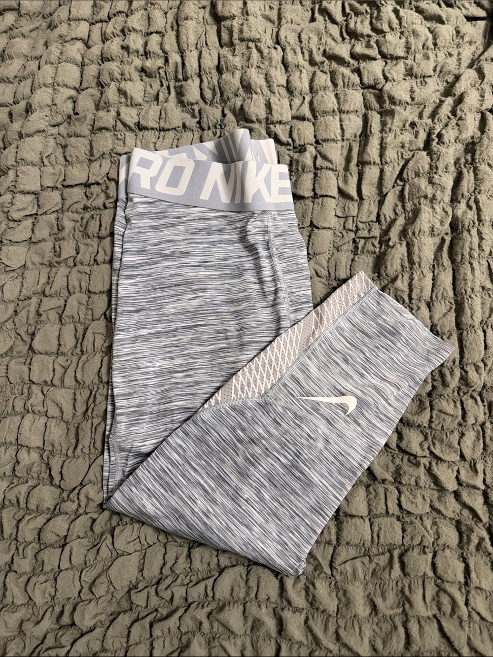 Nike Grey Space-Dye Capri Leggings with White Logo